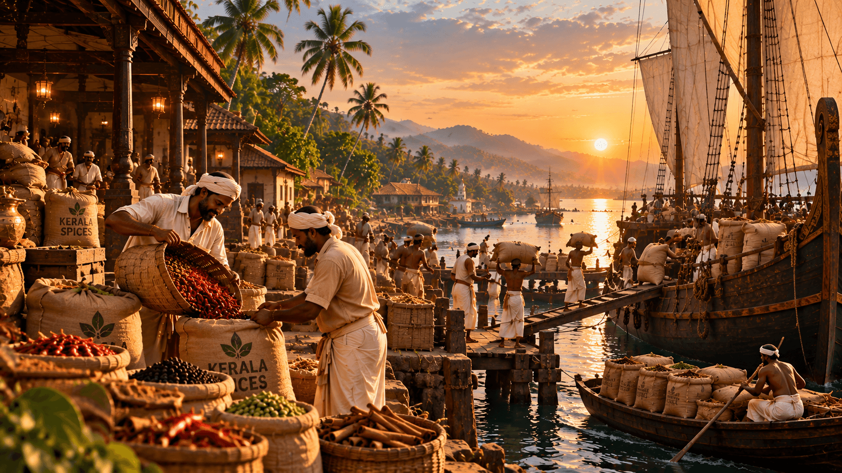 Ancient port of Muziris — spice trade hub of Kerala